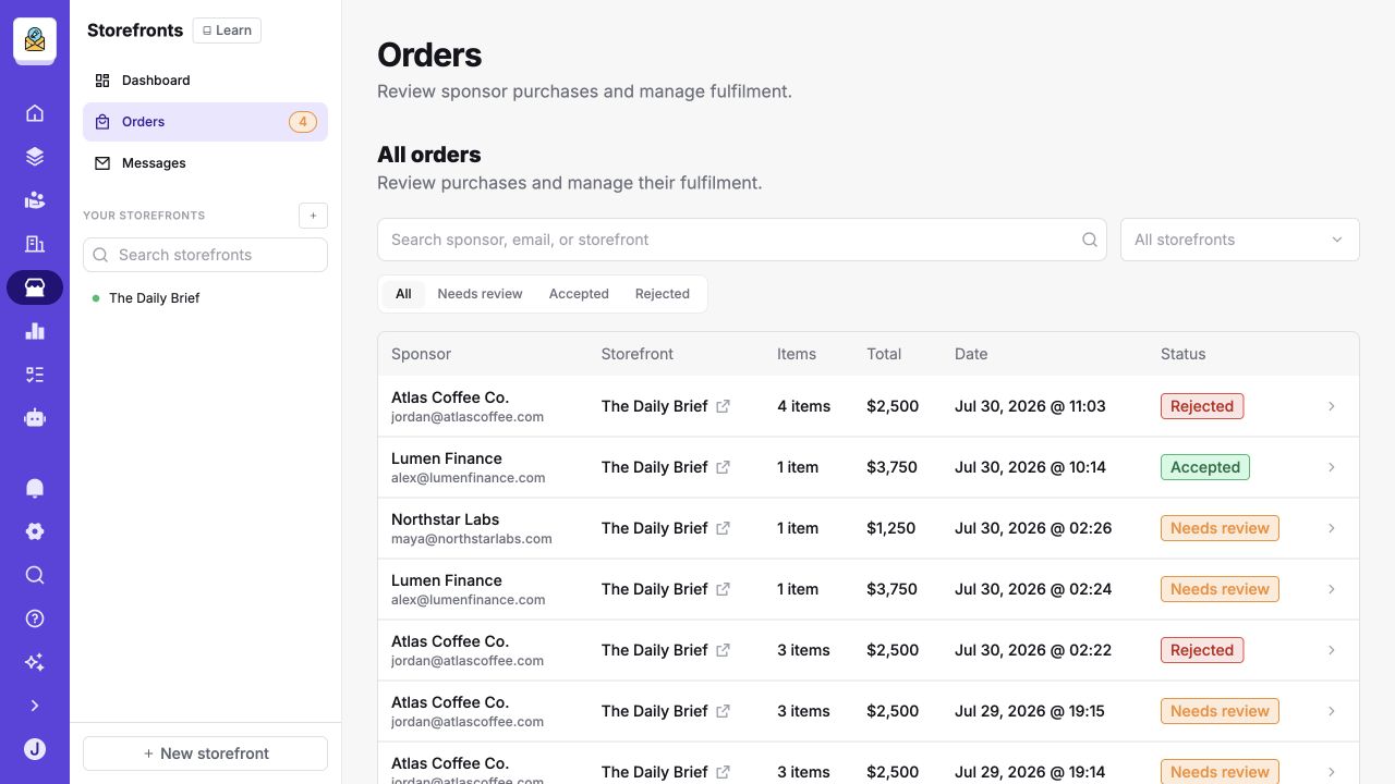 Orders and messages - Keep every request in one place